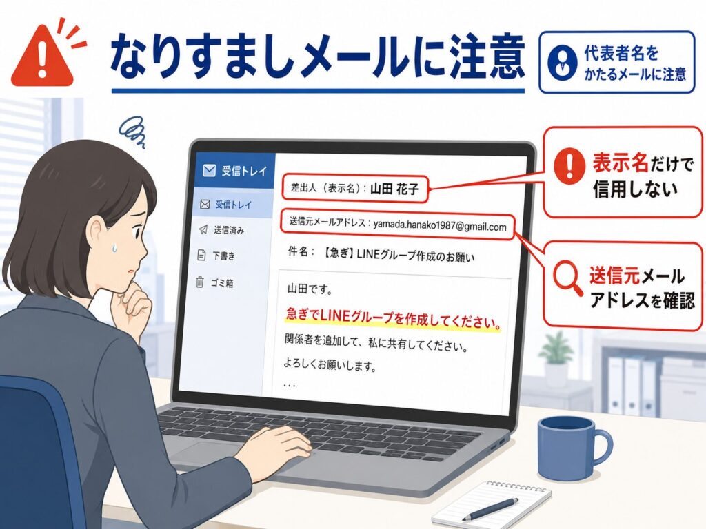 なりすましメールに注意の解説画像
