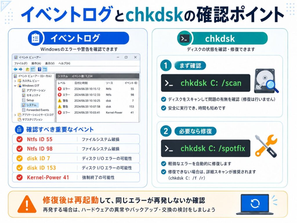 イベントログとCHKDSKのポイント