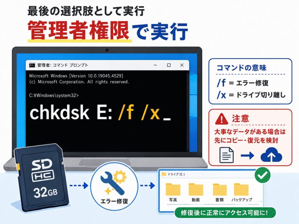 chkdskを実行する