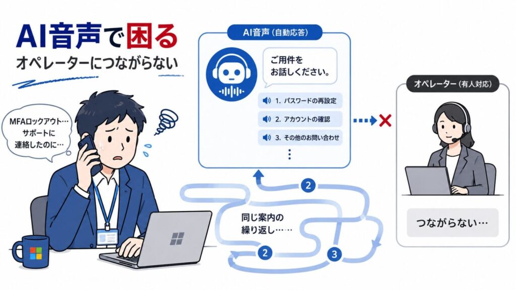 AI音声案内でオペレーターにつながらない