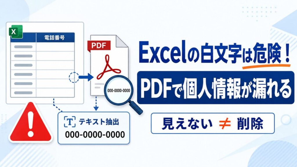 Excelの文字を白くしてPDF変換するのは危険