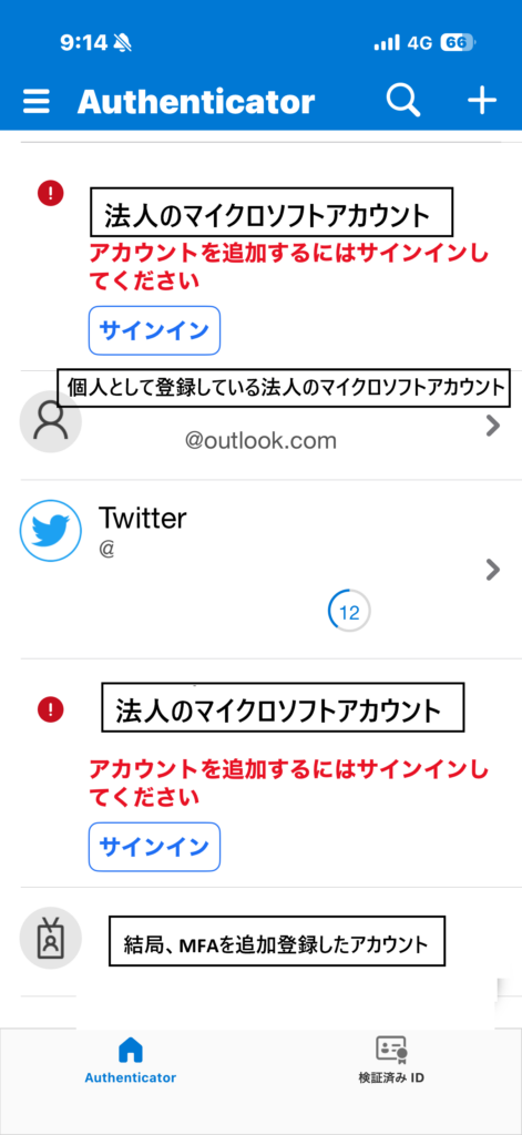 移行後のAuthenticator画像