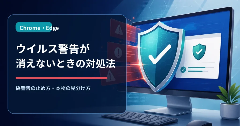 Chrome・Edgeで繰り返すウイルス警告の止め方と見分け方のアイキャッチ