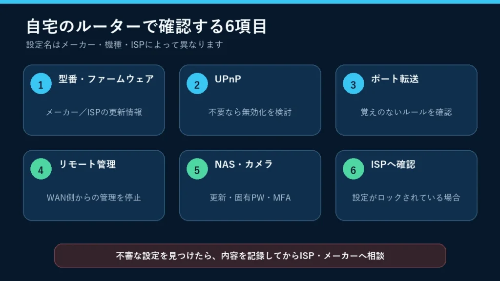 家庭用ルーターで確認するファームウェアやUPnPなど6項目