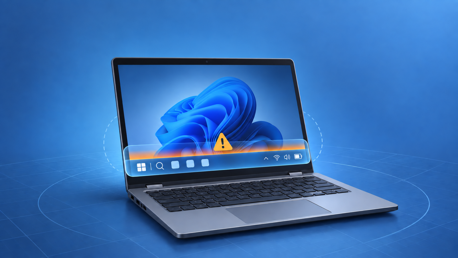 通常のノートPCがタブレット向けタスクバーを使う誤判定のイメージ