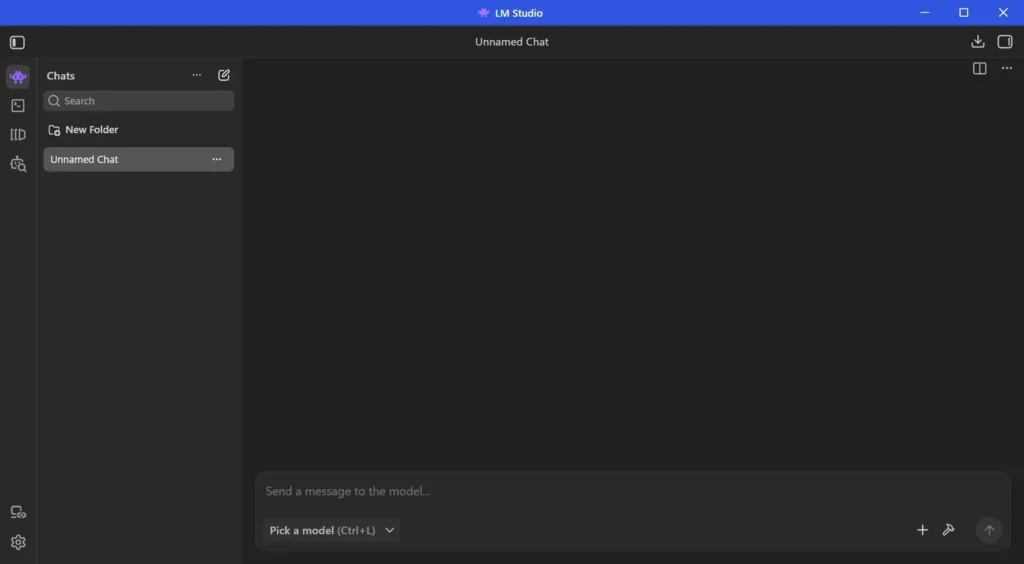 LM Studioを起動した直後のチャット画面