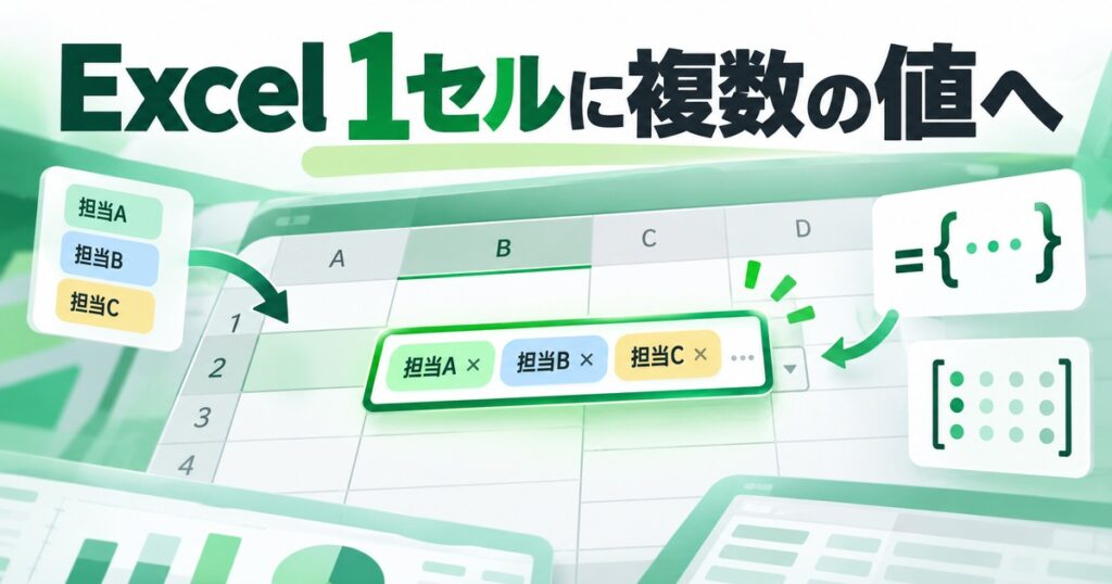 Excelで1セルに複数の値を保持する新機能を表したイラスト