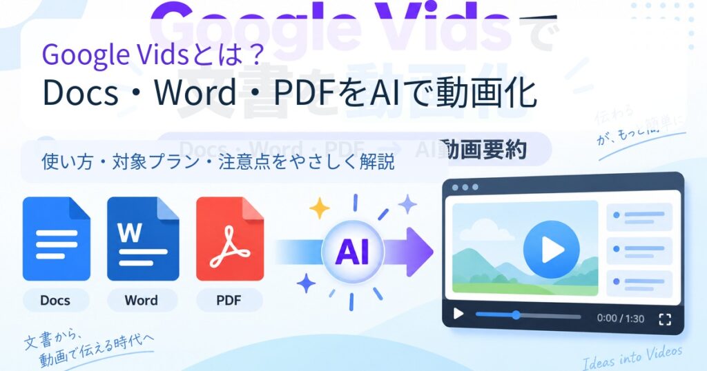 Google Vids Docs Word PDF AI video feature