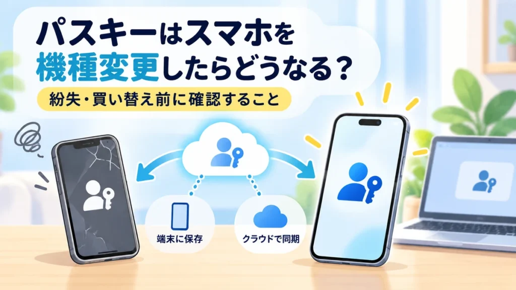 パスキーを設定したスマホを機種変更したときのイメージ