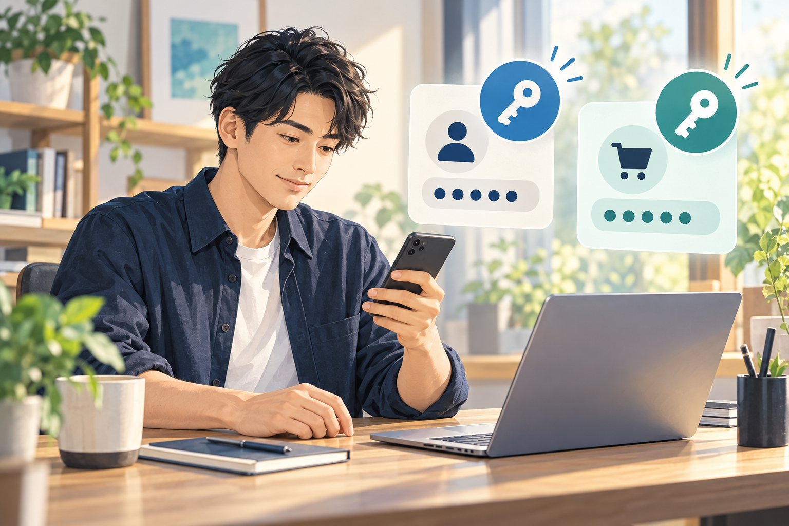 サービスごとに異なるパスワードを設定するイメージ