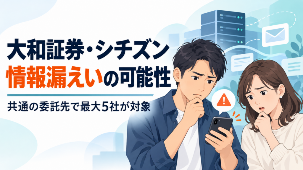大和証券・シチズンで情報漏えいの可能性、共通の委託先で最大5社が対象