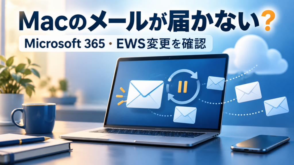 Macのメールが届かないときにMicrosoft 365のEWS変更を確認するイメージ