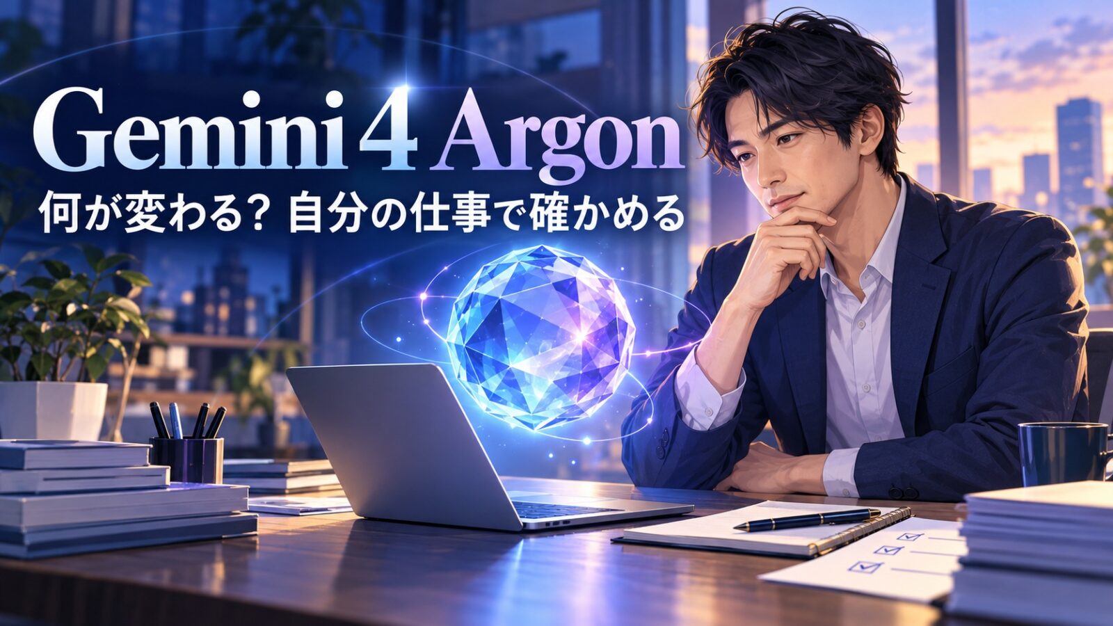 Gemini 4 Argonを仕事でどう使うか考える人のイメージ