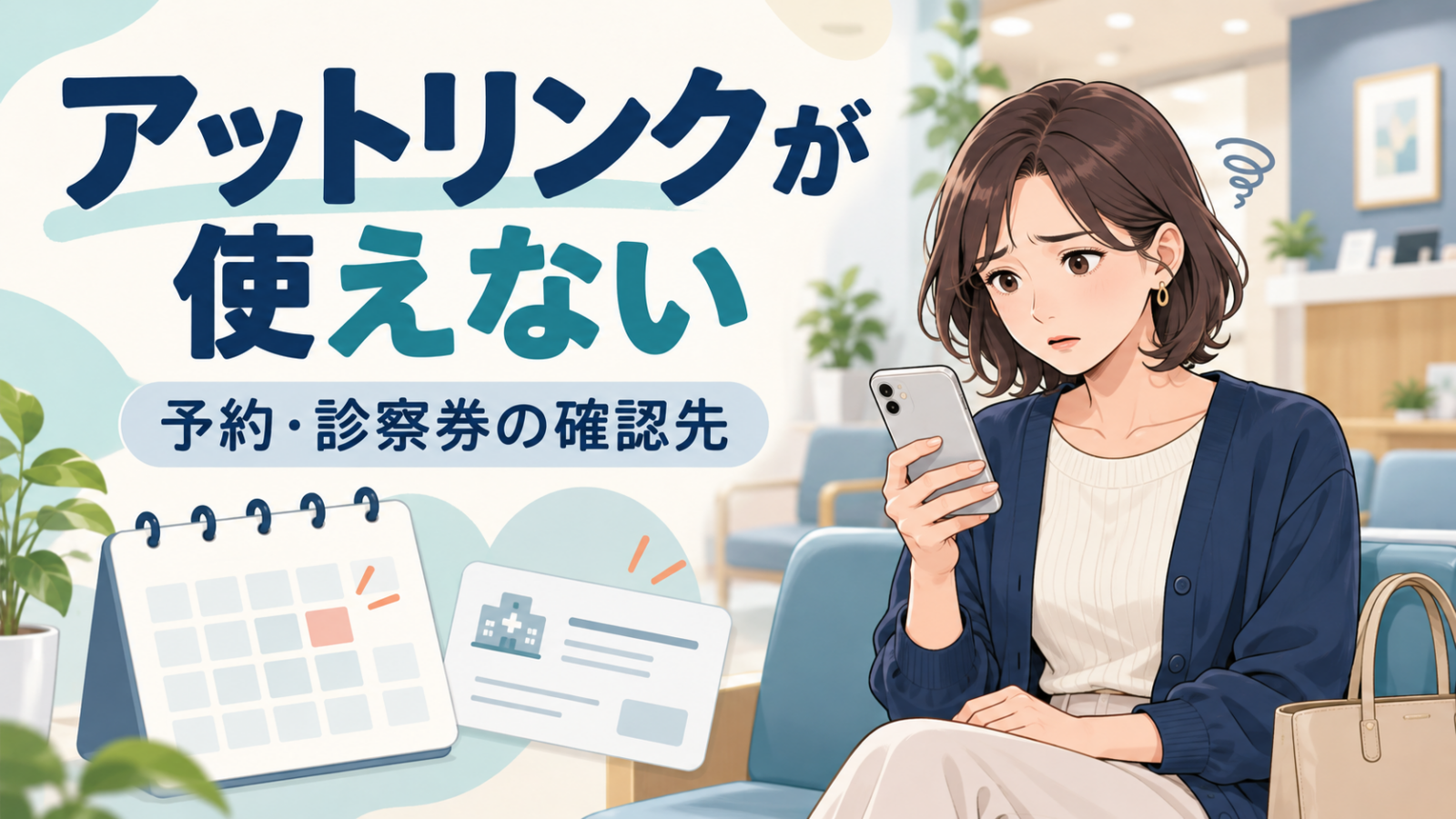 アットリンクで予約できない・診察券が表示されない|サービス停止の復旧状況と確認先のイメージ