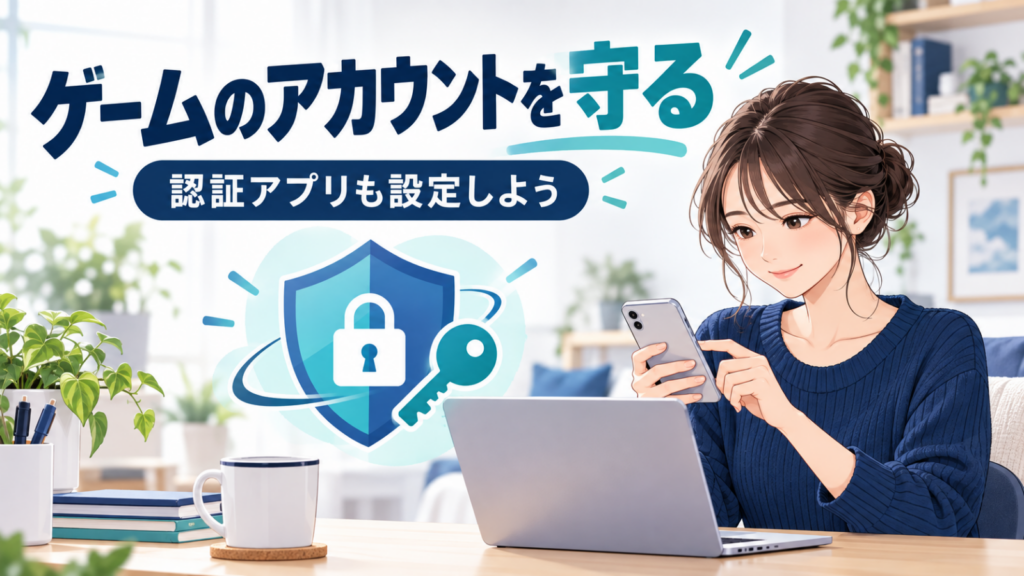 スマートフォンで認証設定を行う女性のイラスト