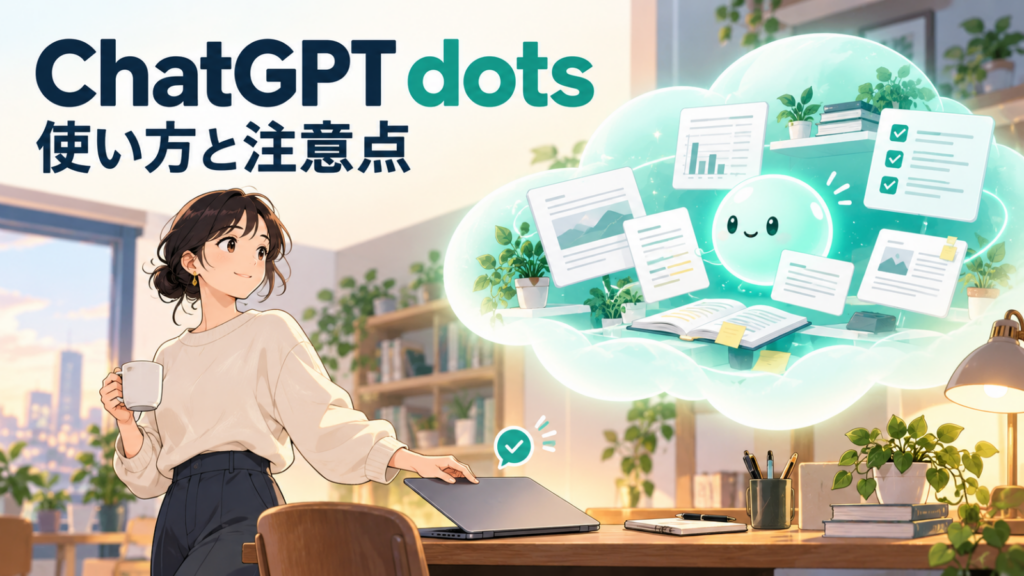 ChatGPT dotsの使い方と注意点を示すイラスト