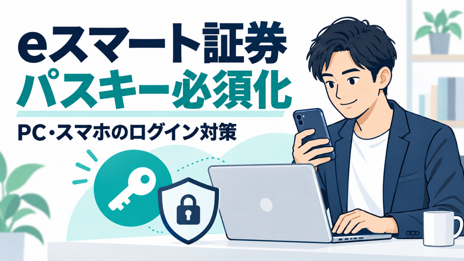 eスマート証券の「パスキー必須化前倒し」メールが届いた｜PC・スマホのログイン対策のイメージ