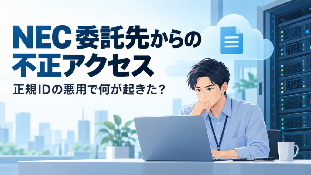 NECの顧客システムに不正アクセス｜委託先の正規ID悪用でファイル暗号化・情報漏えいのイメージ