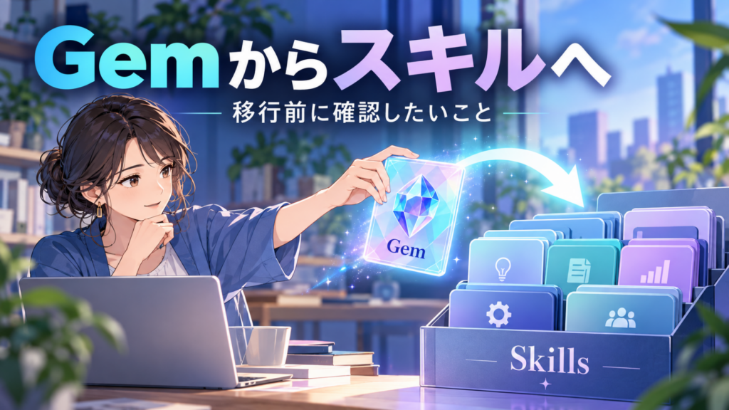 Gemからスキルへの移行を、指示カードの整理で表したイラスト