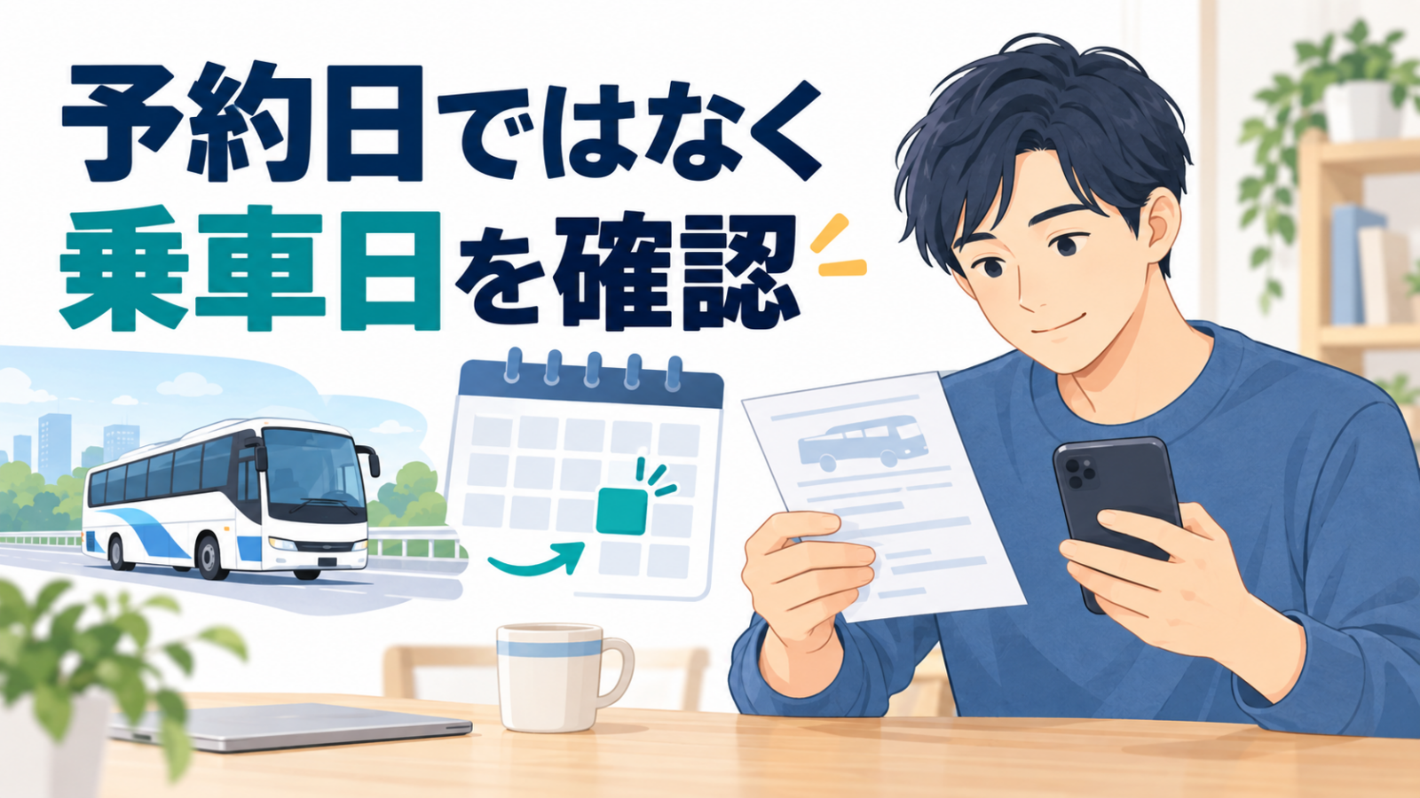 予約日ではなく乗車日を確認する利用者のイメージ