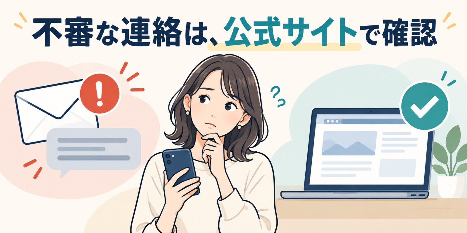 不審なメールやSMSはリンクを使わず公式サイトで確認する