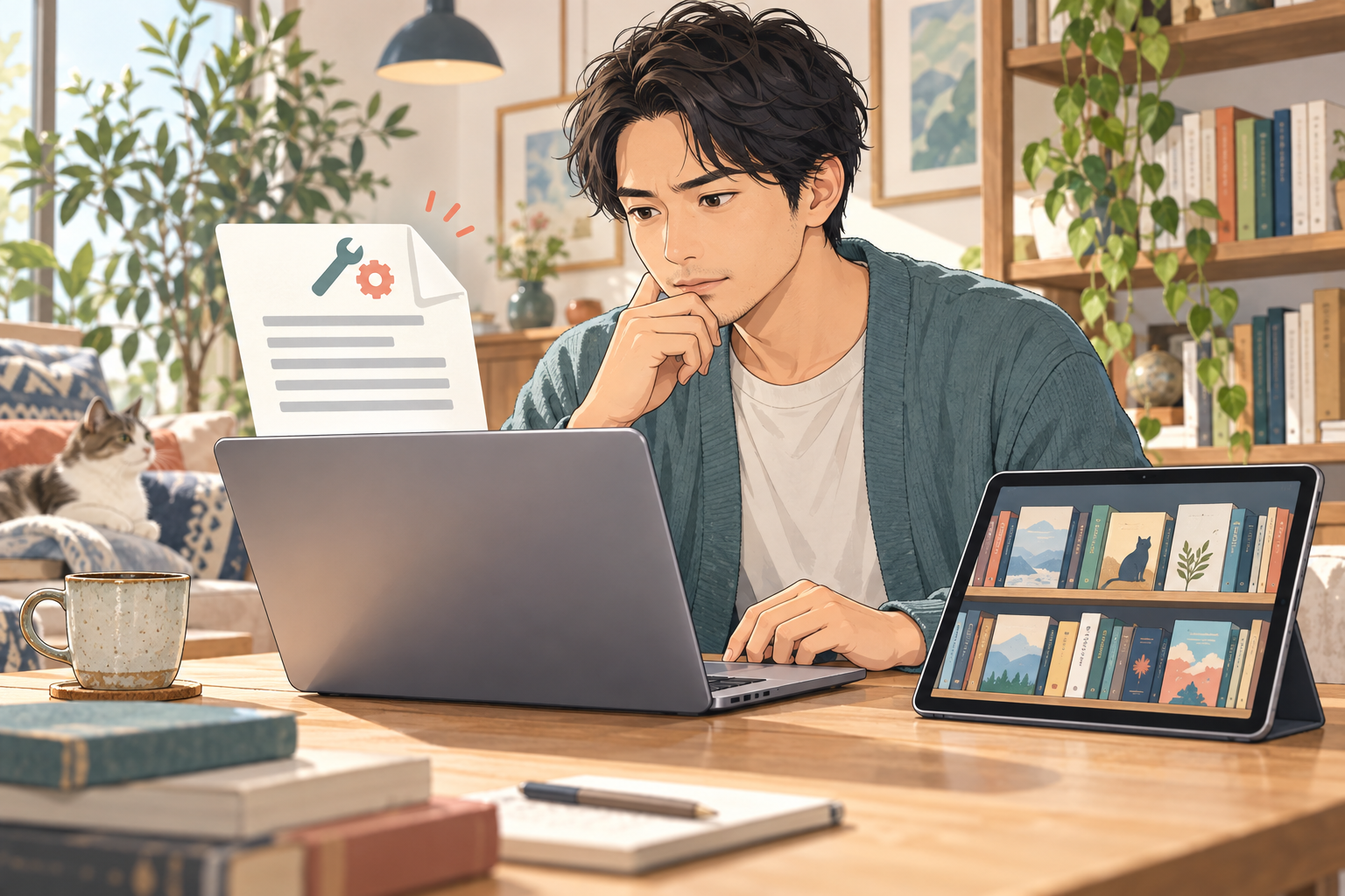 規約の通知と購入済みの本を確認するイメージ
