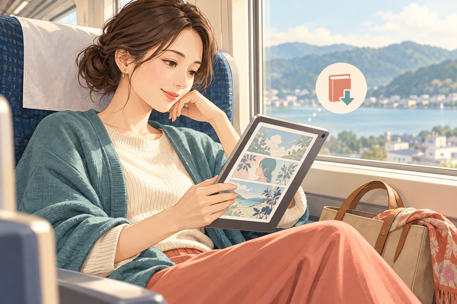 事前にダウンロードした本を読むイメージ
