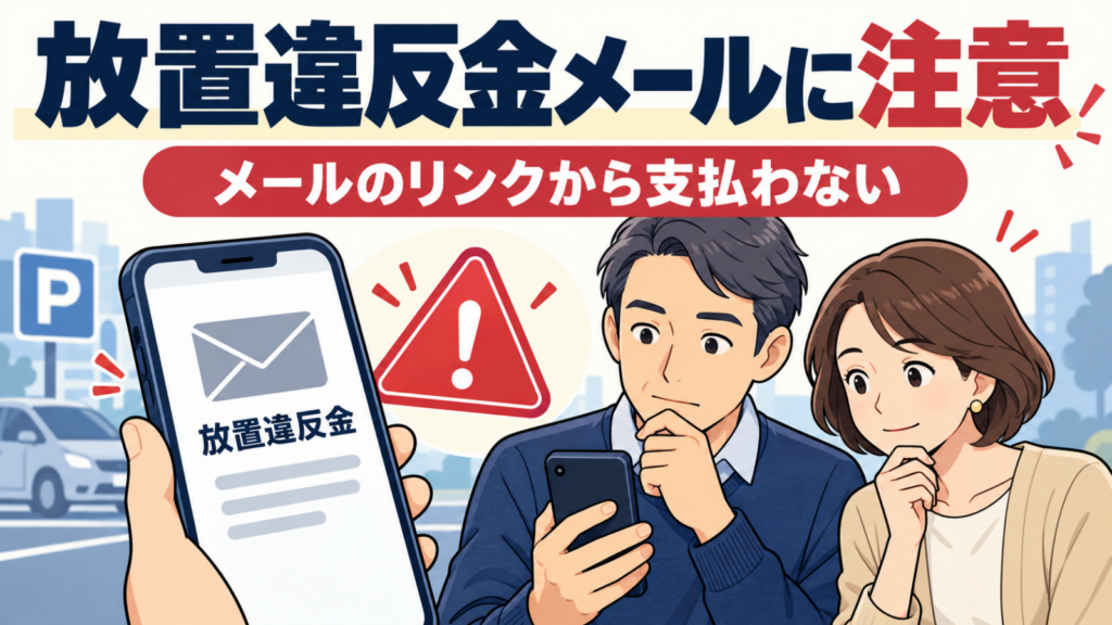 放置違反金のメールリンクから支払わないよう注意を促すイラスト